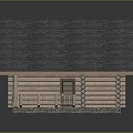 Detached Log Cabin House With Gray Roof Wooden Log Walls And Front Porch