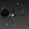Black spider with binding crawling animation 3d model