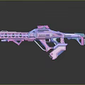 Futuristic Sci Fi Weapon Design With Pink Blue Gradient And Geometric Hollow Details