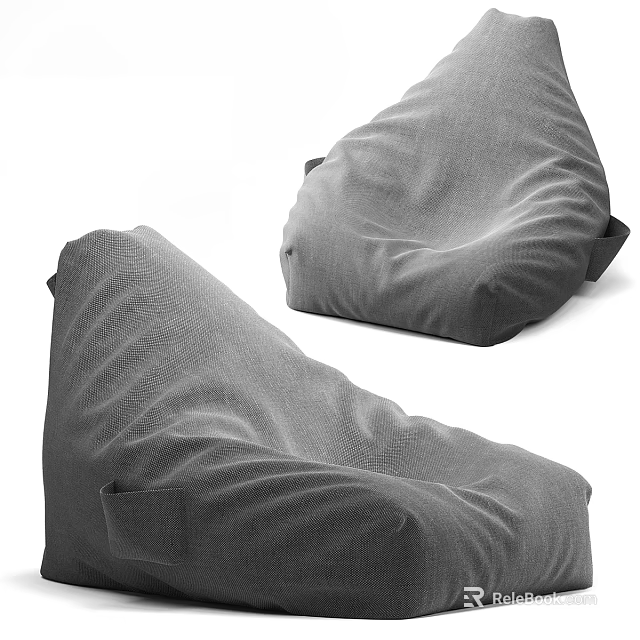 Gray Soft Fabric Lazy Sofa Two Modern Comfortable Indoor Seating Furniture 3d model 