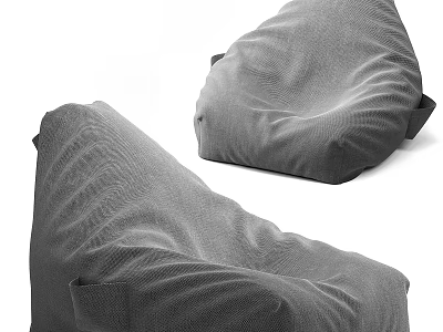 Gray Soft Fabric Lazy Sofa Two Modern Comfortable Indoor Seating Furniture 3d model