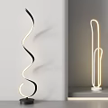 Modern Spiral Curved Floor Lamp With Black White Minimalist LED Lighting Design