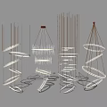 Elegant Modern Chandelier With Geometric Rings And Hanging Metallic Frames