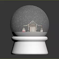 Decorative Snow Globe Ornament Set With Building Decorations Colorful Ribbons And White Base