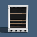 Black and Silver Wine Refrigerator with Glass Door Layered Shelves and Bottom Control Panel