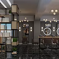 Modern Hair Salon Interior Design With Barber Chairs Mirrors And Pendant Lights