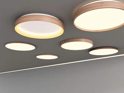 Nordic ceiling lamp wood grain ceiling lamp combination 3d model
