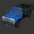 Blue Vintage Truck With Green Wooden Cargo Bed And Classic Design