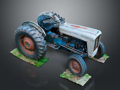 Vintage Tractor Model With Large Wheels Green Base And Detailed Design 3d model