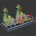 Industrial Processing Equipment System With Vertical Tanks Pipes And Control Panels