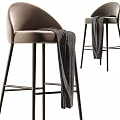 Modern Beige Bar Stools With Metal Legs And Draped Blanket