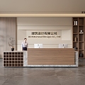 Qui Ji Company Front Desk Background Wall Reception Area Bar Reception Desk Reception Desk Lobby 3d model