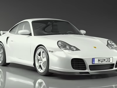 White Porsche Sports Car With Modern Sleek Design And Front Headlights 3d model
