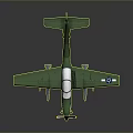 Detailed Green Aircraft Model with Propeller and Star Emblem in Aerospace Collection