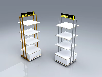 Modern Multi Tier Display Shelves With White Shelves And Metal Frames 3d model