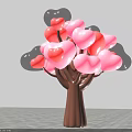 Art Installation With Heart Shaped Glowing Elements And Tree Like Structure In Pink And Red 3d model