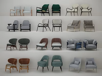 Various Styles And Colors Single Sofa Displayed In Multiple Layers For Home Decor 3d model
