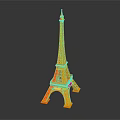 Orange Eiffel Tower Model With Reflection On Gray Gradient Background 3d model