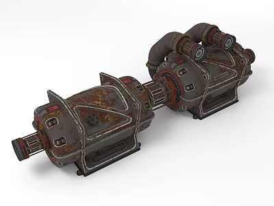 Industrial Rusty Metal Mechanical Equipment With Connected Pipes And Complex Components 3d model