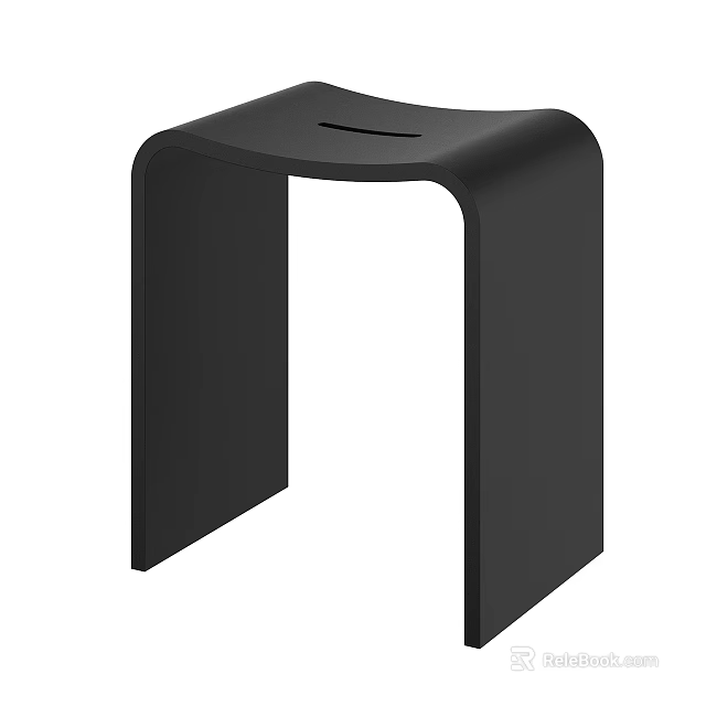 Black Modern Minimalist Stool With Sleek U Shaped Frame For Home Use 3d model 