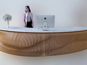 Creative glass fiber reinforced plastic wood grain slice front desk tables and chairs 3d model
