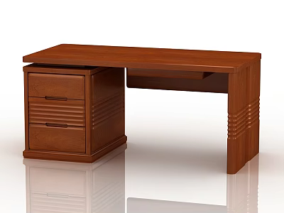 Brown Wooden Office Desk with Storage Drawers and Classic Design for Workspace 3d model