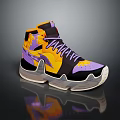 Stylish High Top Sneakers With Purple Yellow Colorful Design And Transparent Sole