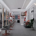 Modern Hair Salon Interior Design With Arc Mirrors Salon Chairs Sofa And Green Plants