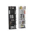 Modern Black and White Shelving Unit with Books and Decorative Storage