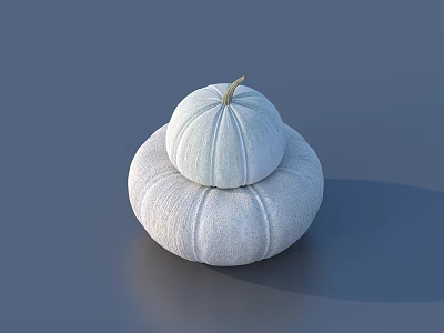 Decorative White Pumpkins Stacked On Grey Background For Home Decor 3d model