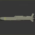 3D Model of Streamlined Metallic Missile With Yellow Stripe Wings and Tail Fins