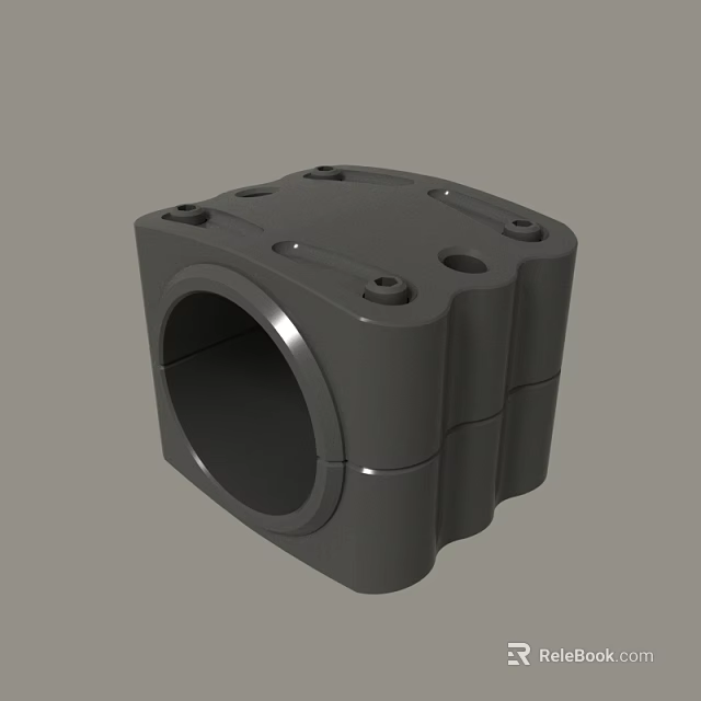 Gray Industrial Mechanical Component With Square Structure And Multiple Holes 3d model 