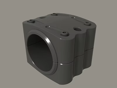 Gray Industrial Mechanical Component With Square Structure And Multiple Holes 3d model