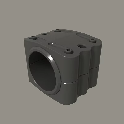 Gray Industrial Mechanical Component With Square Structure And Multiple Holes 3d model