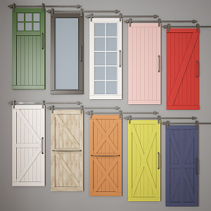 Modern barn door moving door sliding door track door bedroom door kitchen door toilet door 3d model