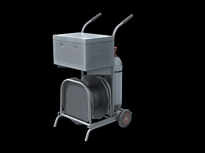 Metal Utility Cart With Handle Storage Box And Lower Circular Component 3d model