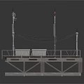 Industrial Equipment Platform With Tall Towers Cables And Metal Framework