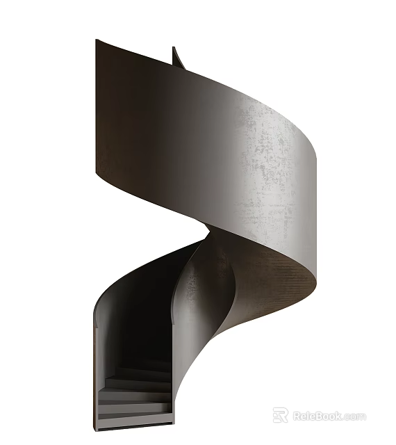 Modern Spiral Design Dark Gray Floor Lamp With Distressed Texture For Home Interior 3d model 