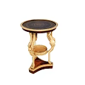 Elegant Round Side Table With Gold Carved Legs And Decorative Black Tabletop Design 3d model