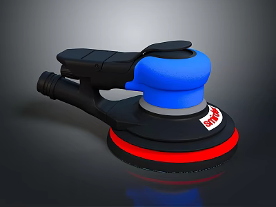 Blue And Black Handheld Sander With Red Base And Ergonomic Handle Design 3d model