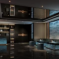 Modern Luxury KTV Lobby Interior With Bar Counter Sofa Decorative Painting And Lighting