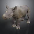 3D Model Of Baby Rhinoceros Standing With Gray And Light Brown Textured Skin