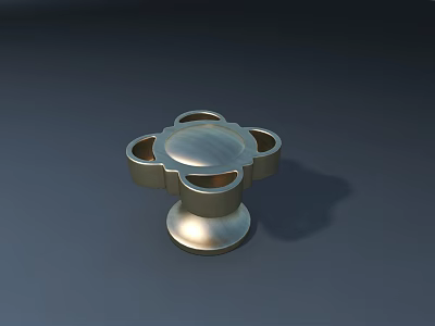 Shiny Metal Decorative Handle With Circular Structure And Modern Design 3d model