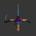 3D Game Movie Character With Purple Vest Brown Pants Blue Boots And Orange Accents