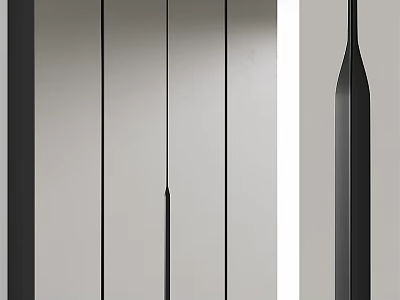 Sleek Modern Wardrobe Design With Flat Panel Doors And Black Accents 3d model