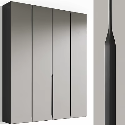 Sleek Modern Wardrobe Design With Flat Panel Doors And Black Accents 3d model