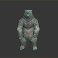 Fierce Standing Bear 3D Render With Open Mouth And Red Body Markings
