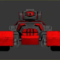 3D Model Red And Silver Armored Combat Vehicle With Large Wheels