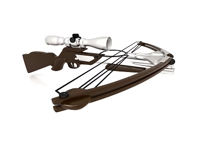 Modern Crossbow With Telescopic Scope Wooden Stock Bowstring And Metal Components 3d model