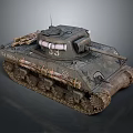 Realistic Military Battle Tank With Heavy Tread Tracks And Long Gun Barrel